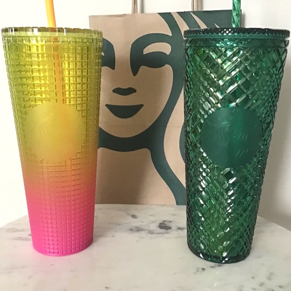 Starbucks Set Of Two Venti Tumblers Studded Grid New With Tag - Picture 3 of 9